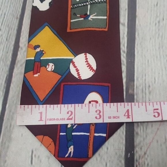 Vintage 80s 90s Kid's Sports Baseball Soccer Silk Neck Tie Coach Gym - Picture 4 of 6